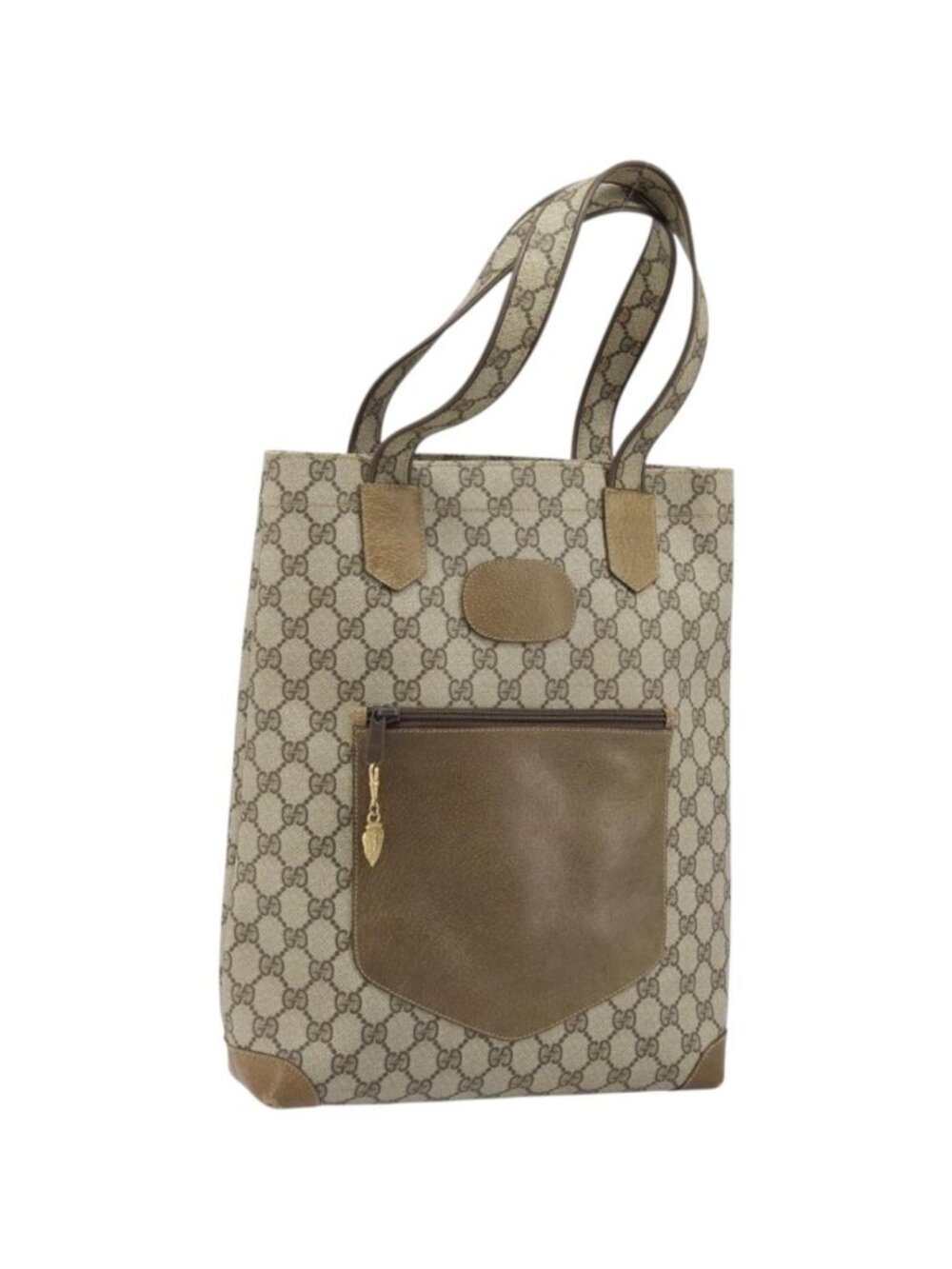 GUCCI GG Supreme Tote Bag PVC Beige Gold